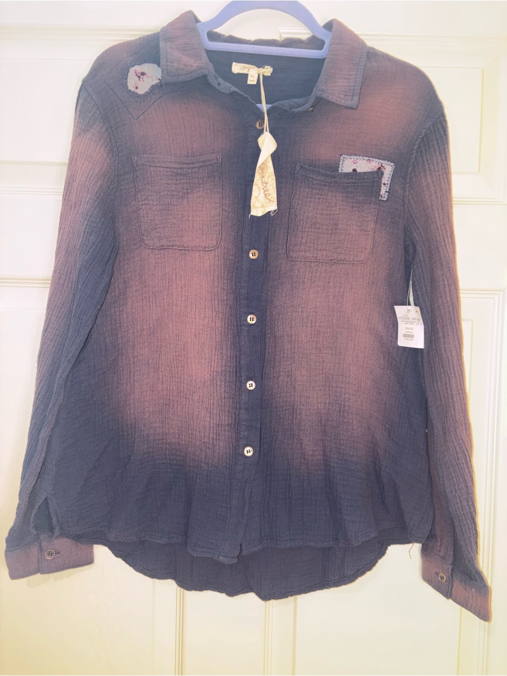 Soft Washed Button-Front Women's Top - Purple